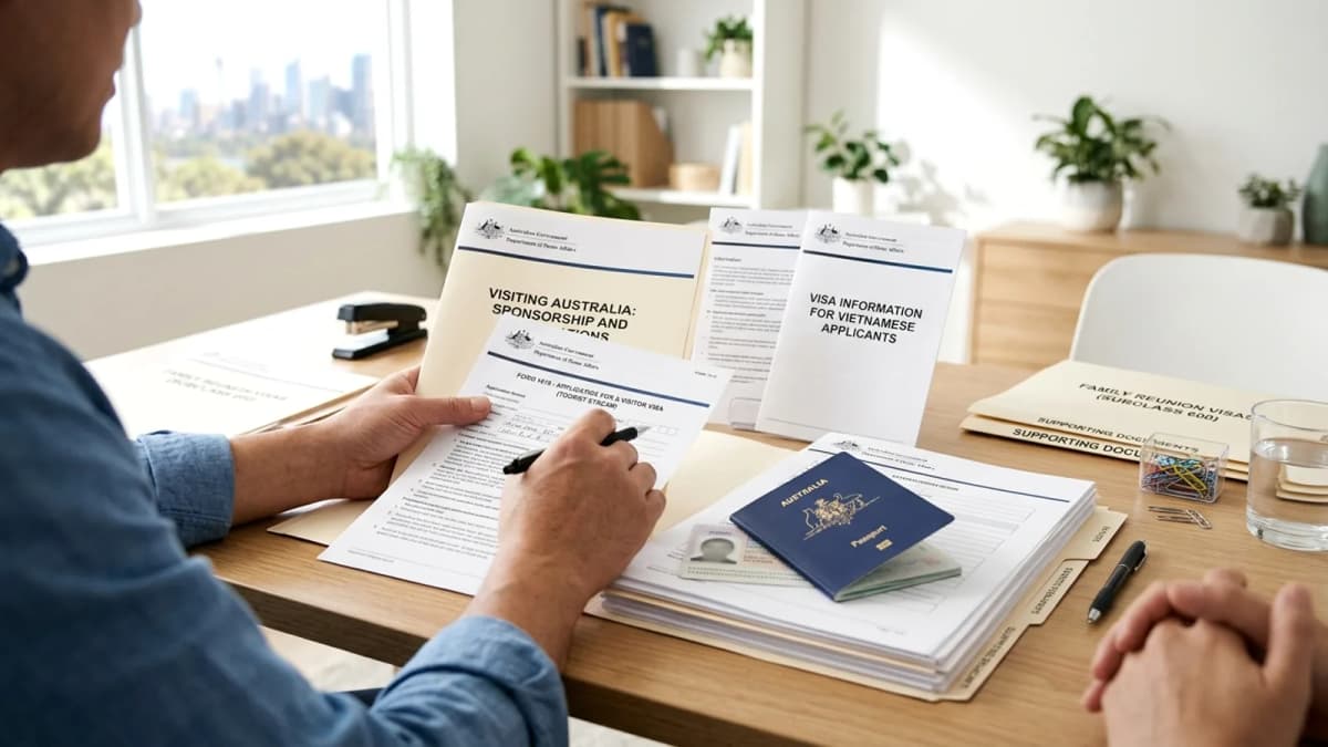 Visa thăm thân Úc 2026: Đưa cha mẹ, vợ chồng sang chơi — chọn dòng nào, hồ sơ ra sao