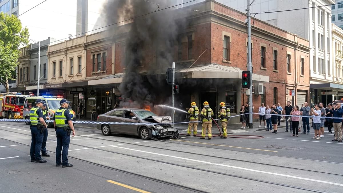 Hỏa hoạn nghiêm trọng tại khu trung tâm Melbourne sau vụ đâm xe và phóng hỏa